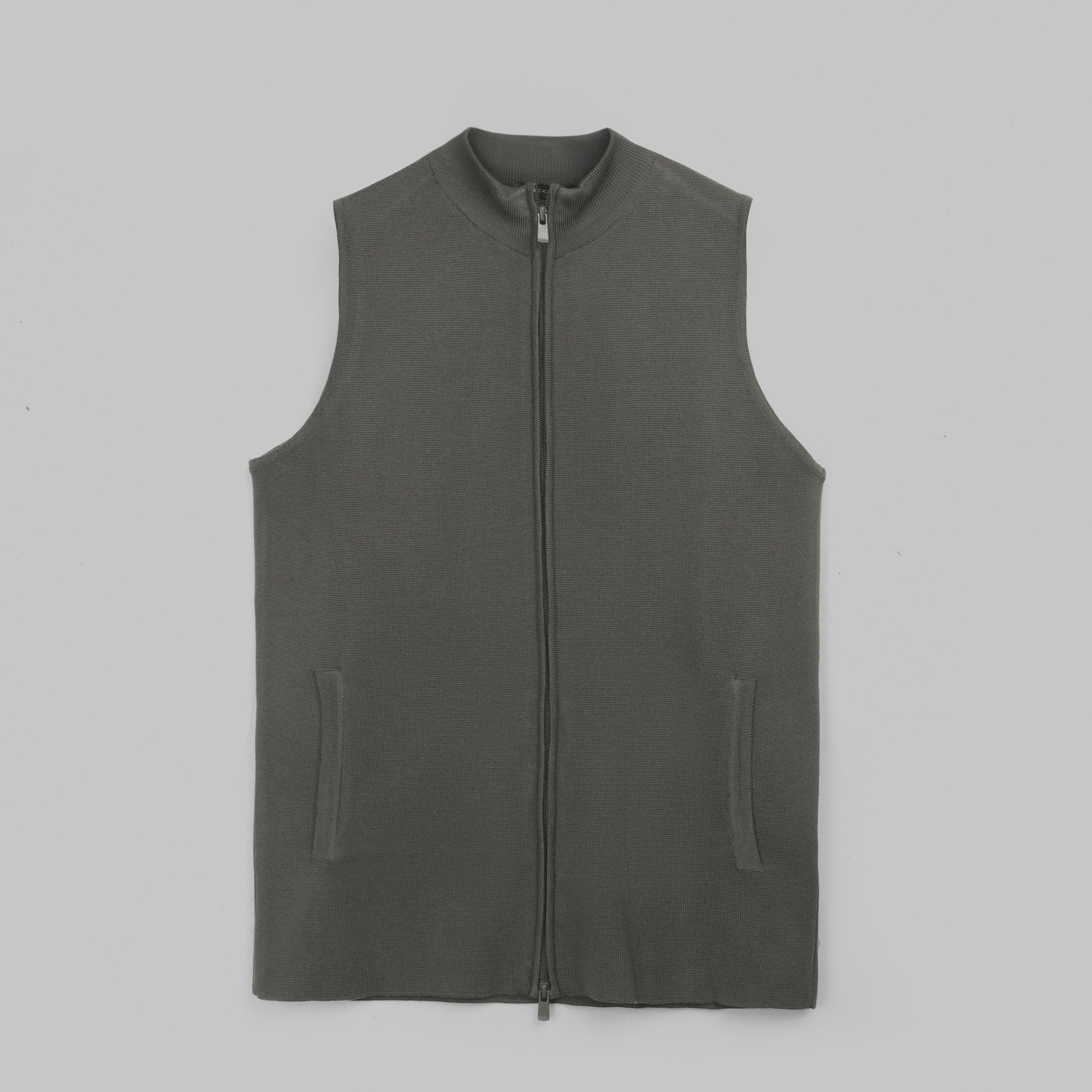 Cropped Vest with Zip - DARK OLIVE