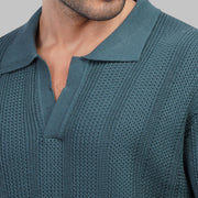 Textured Knit V-Neckline Shirt - Dockland