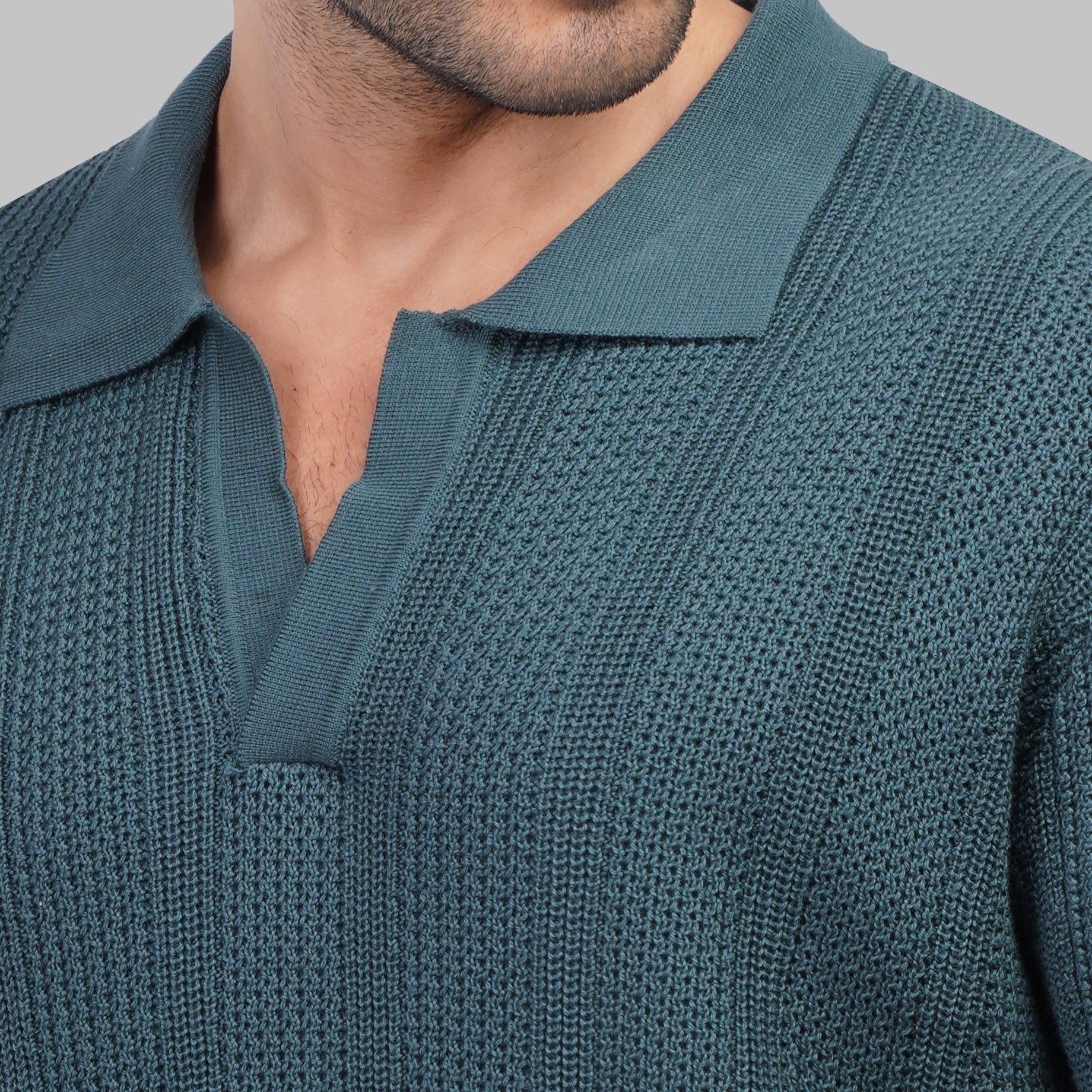 Textured Knit V-Neckline Shirt - Dockland