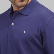 Shop classic fit pique indigo polo shirt for men summer 2026 by Dockland - تسوق قميص بولو بيكيه رجالي كلاسيك انديجو ازرق نيلي صيفي 2026 من دوكلاند - ملابس رجالي كاجوال صيفي