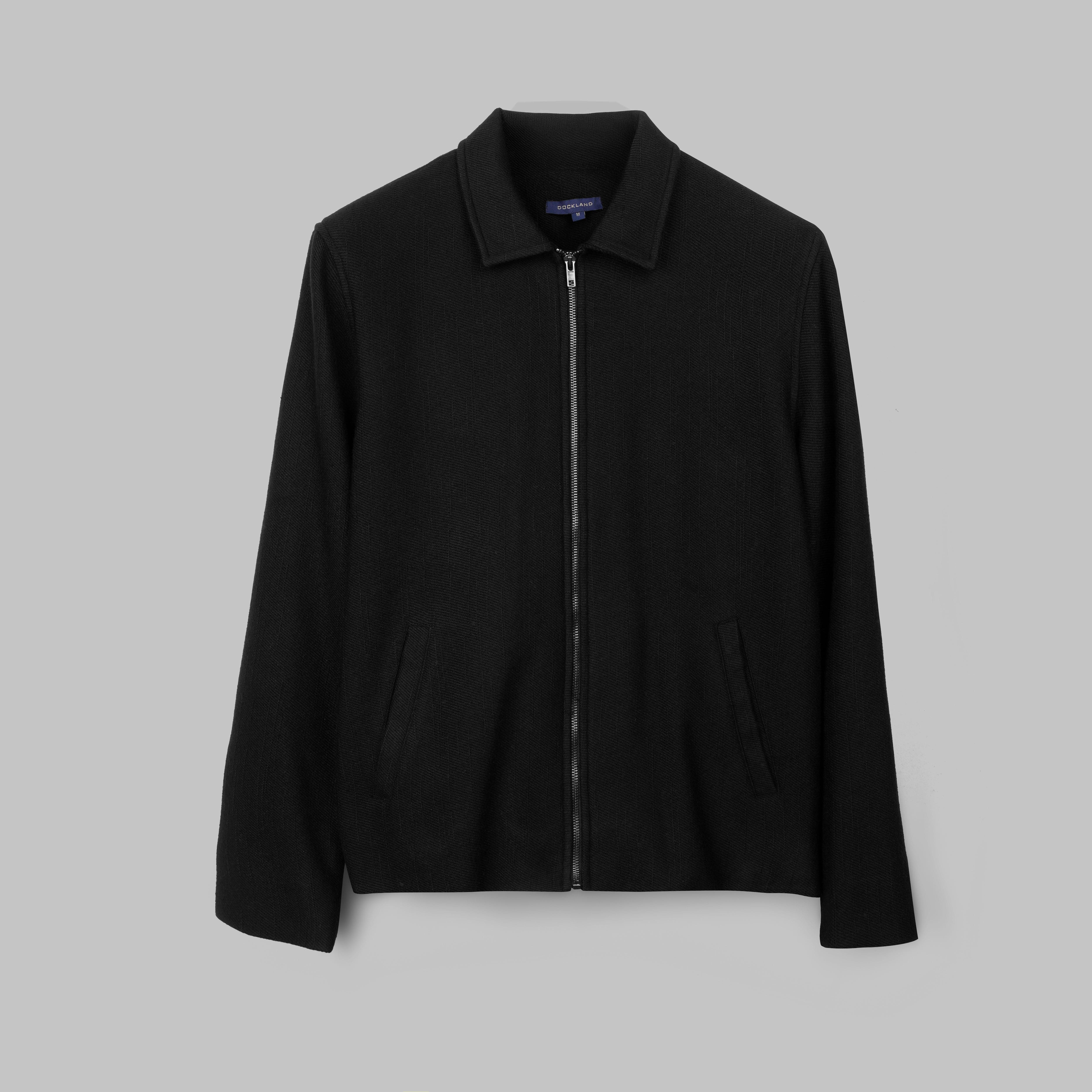 PREMIUM WOOL FULL-ZIP JACKET - BLACK