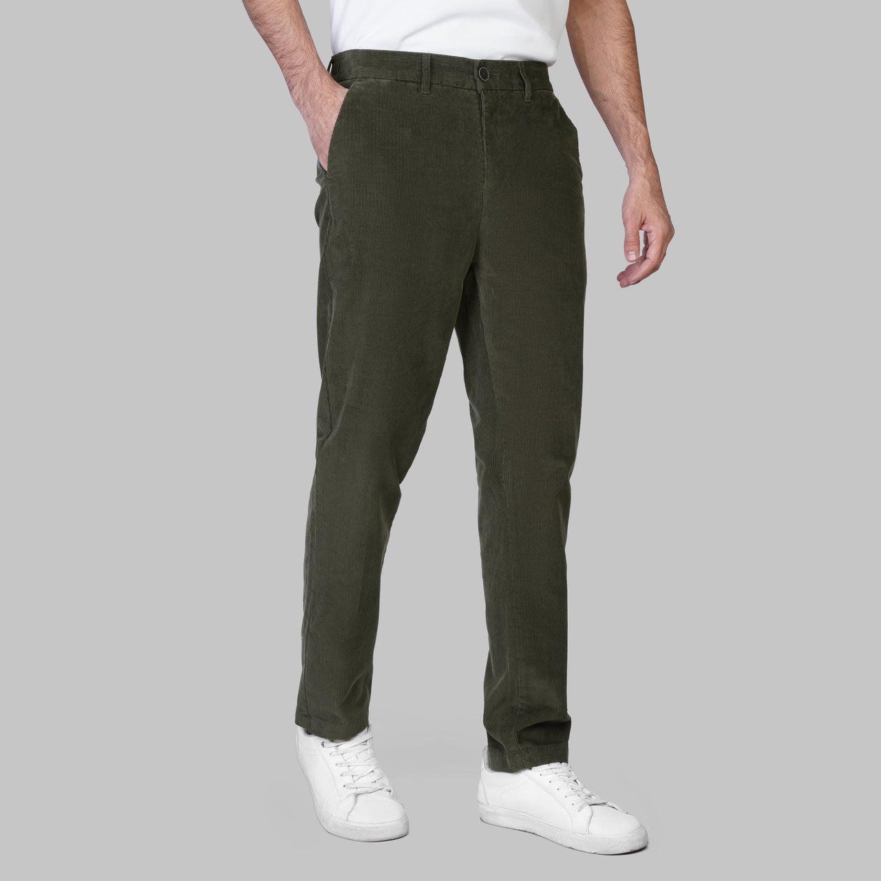 PREMIUM CORDUROY TROUSERS  - OLIVE