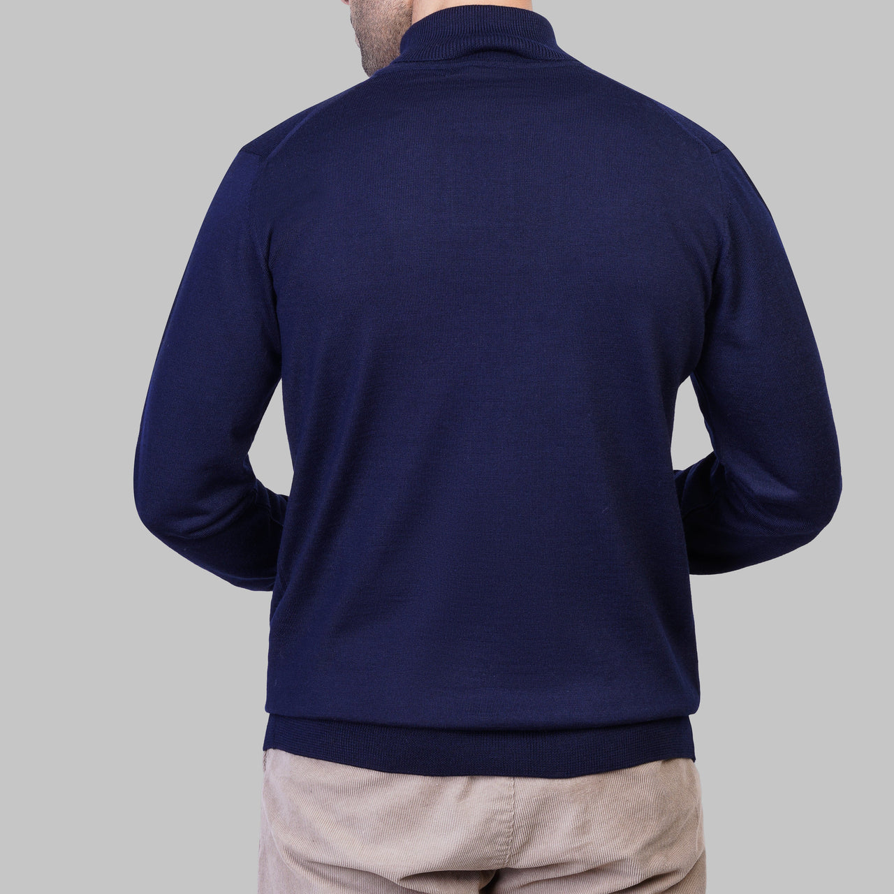 BASIC WOOL HIGH-NECK PULLOVER - DARK NAVY