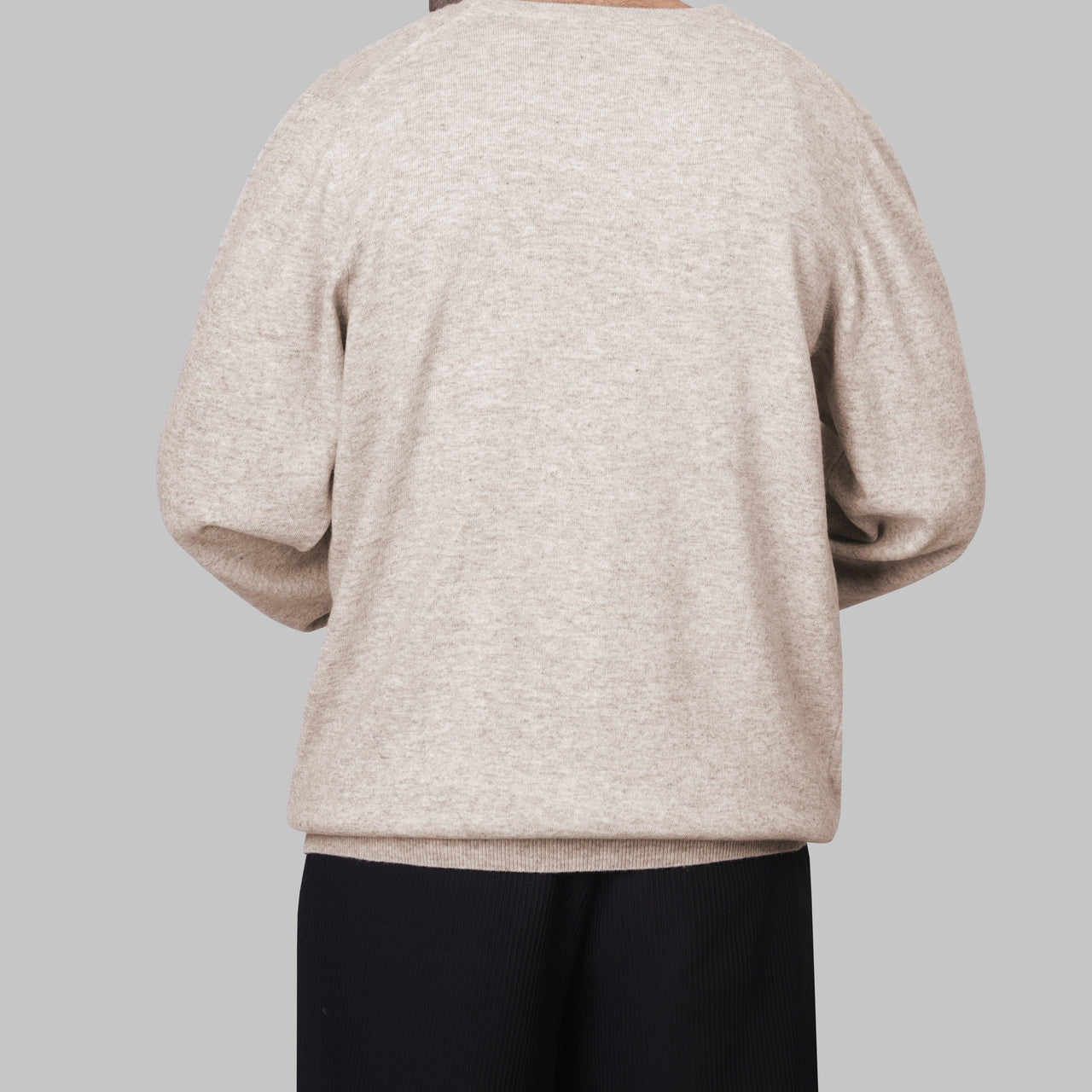 ROUND-NECK WOOL SWEATER- BEIGE