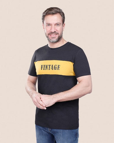 Round Neck Printed T-Shirt - Black - Dockland