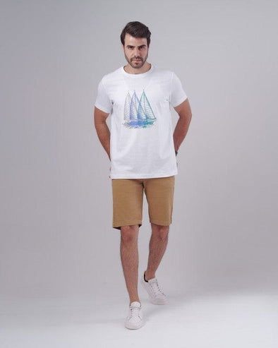 ROUND NECK PRINTED T-SHIRT - WHITE - Dockland