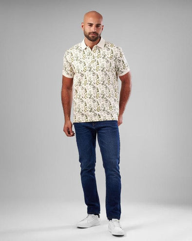 CLASSIC FIT PATTERNED POLO SHIRT - OFF WHITE - Dockland