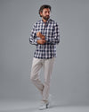 Checkered Shirt - NAVY*WHITE- Dockland