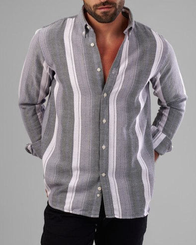 LONG SLEEVE STRIPED SHIRT   -GREY- Dockland