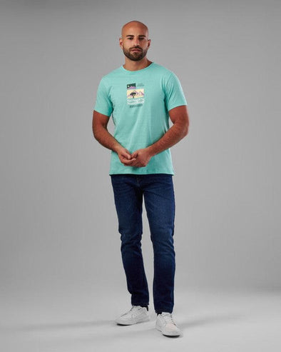 ROUND NECK PRINTED T-SHIRT - TURQUOISE - Dockland