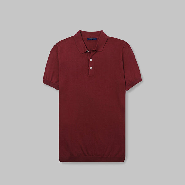 KNIT POLO SHIRT  -WINE - Dockland