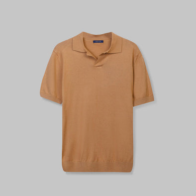 TEXTURED KNIT POLO SHIRT
  - CAMEL - DOCKLAND