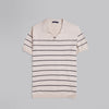 V-Neck Striped Knit Polo-BEIGE-Dockland