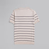 V-Neck Striped Knit Polo-BEIGE-Dockland