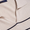 V-Neck Striped Knit Polo-BEIGE-Dockland