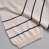 V-Neck Striped Knit Polo-BEIGE-Dockland