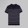 V-Neck Striped Knit Polo-NAVY-Dockland