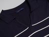 V-Neck Striped Knit Polo-NAVY-Dockland