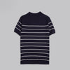 V-Neck Striped Knit Polo-NAVY-Dockland