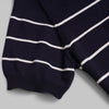 V-Neck Striped Knit Polo-NAVY-Dockland