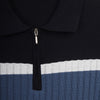 Half Zipper Striped Knitwear T-shirt  - NAVY-Dockland