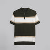 Half Zipper Striped Knitwear T-shirt  - OLIVE-Dockland
