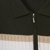 Half Zipper Striped Knitwear T-shirt  - OLIVE-Dockland