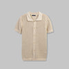 KNIT POLO CARDIGAN - BEIGE - DOCKLAND