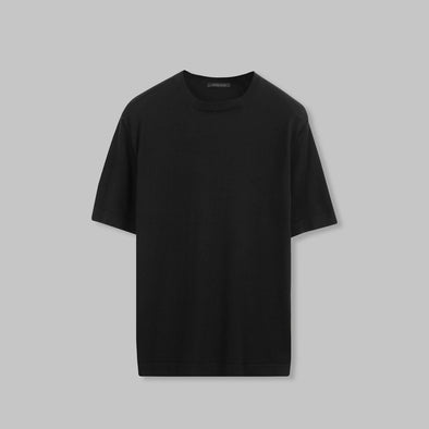 TEXTURED KNIT T-SHIRT - BLACK - DOCKLAND