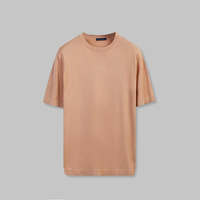 TEXTURED KNIT T-SHIRT -  LIGHT ORANGE - DOCKLAND