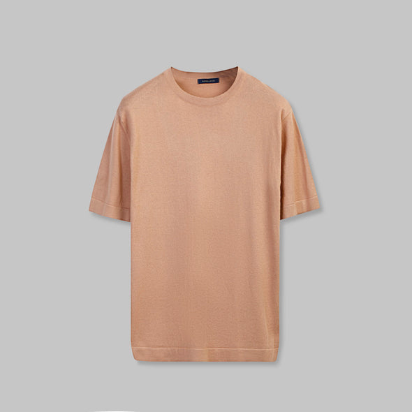 TEXTURED KNIT T-SHIRT -  LIGHT ORANGE - DOCKLAND