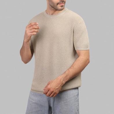 KNIT T-SHIRT - BEIGE - DOCKLAND