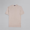 Ribbed Knit Round Neck T-shirt - BEIGE-Dockland