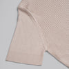 Ribbed Knit Round Neck T-shirt - BEIGE-Dockland