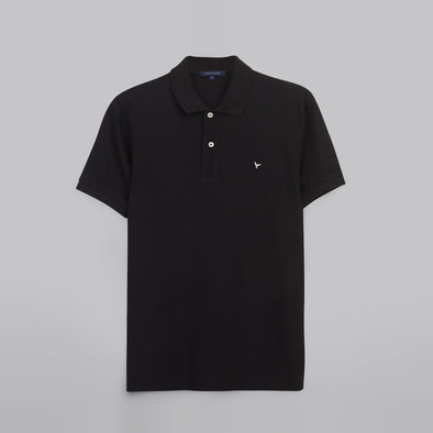 CLASSIC FIT PIQUE POLO SHIRT - BLACK -Dockland
