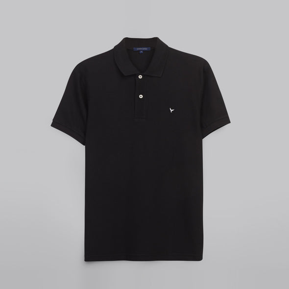 CLASSIC FIT PIQUE POLO SHIRT - BLACK -Dockland