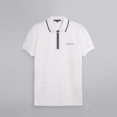 ZIPPED POLO SHIRT - OFF WHITE- Dockland