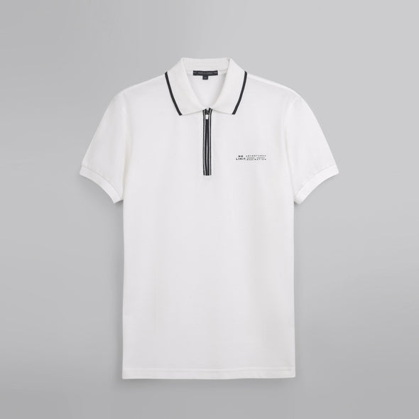 ZIPPED POLO SHIRT - OFF WHITE- Dockland