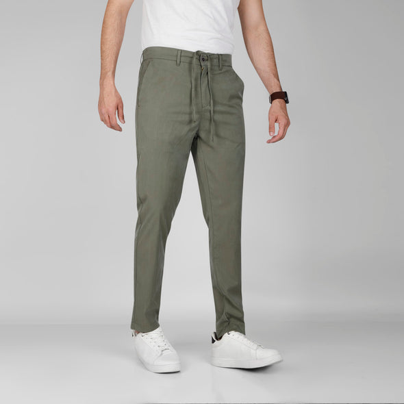 TENCEL Slim-fit Trousers  -  OLIVE   - Dockland