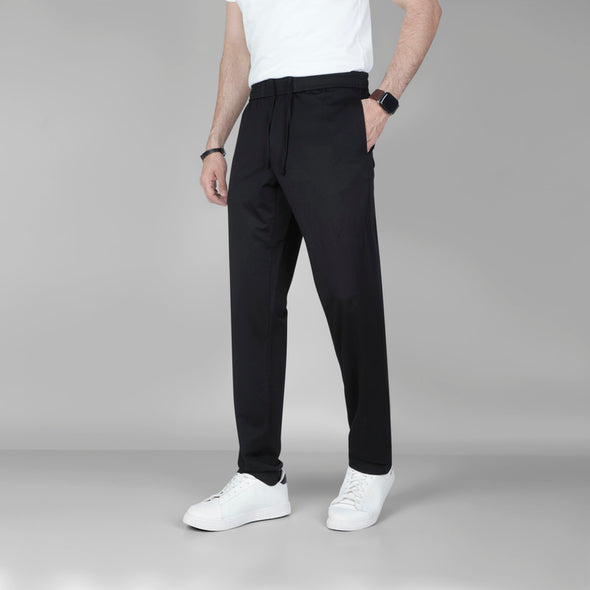 Elastic Waist Drawstring Trousers-   BLACK - Dockland