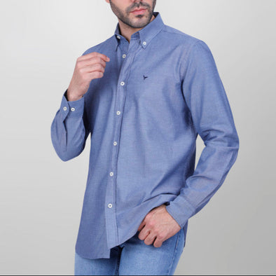 LONG SLEEVE PLAIN OXFORD SHIRT - INDIGO - Dockland