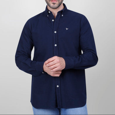 LONG SLEEVE PLAIN OXFORD SHIRT - NAVY - Dockland