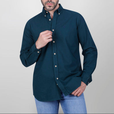 LONG SLEEVE PLAIN OXFORD SHIRT - OLIVE - Dockland