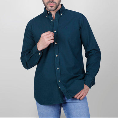 LONG SLEEVE PLAIN OXFORD SHIRT - OLIVE - Dockland