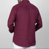 LONG SLEEVE LINEN SHIRT  - BURGUNDY- Dockland