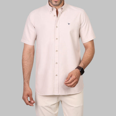 SHORT SLEEVE OXFORD SHIRT  - BEIGE - DOCKLAND