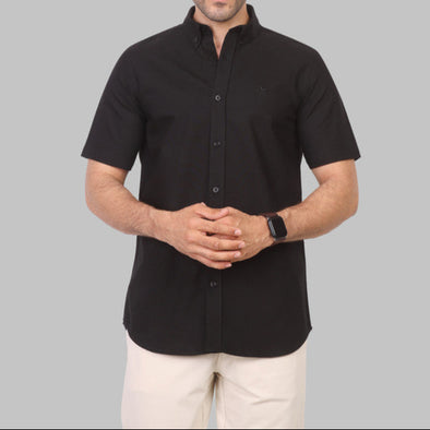 SHORT SLEEVE OXFORD SHIRT  - BLACK - DOCKLAND
