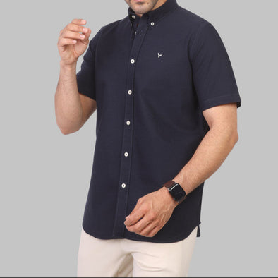 SHORT SLEEVE OXFORD SHIRT  - NAVY - DOCKLAND