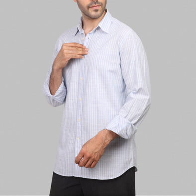 LONG SLEEVE STRIPED SHIRT- SKY BLUE - Dockland
