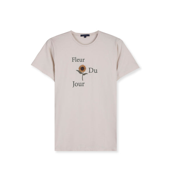 Short-Sleeved Patterned T-Shirt -LIGHT BEIGE- Dockland
